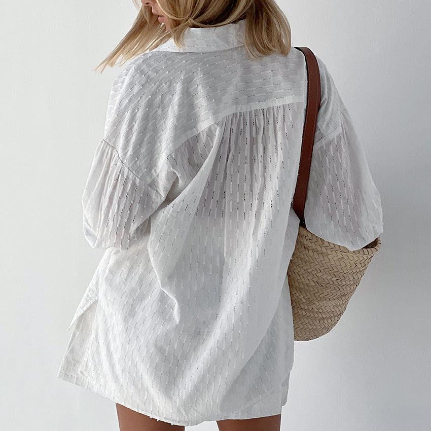 Harper Jacquard Lantern Sleevee Design Casual Two Piece Sets - Vestir en Moda