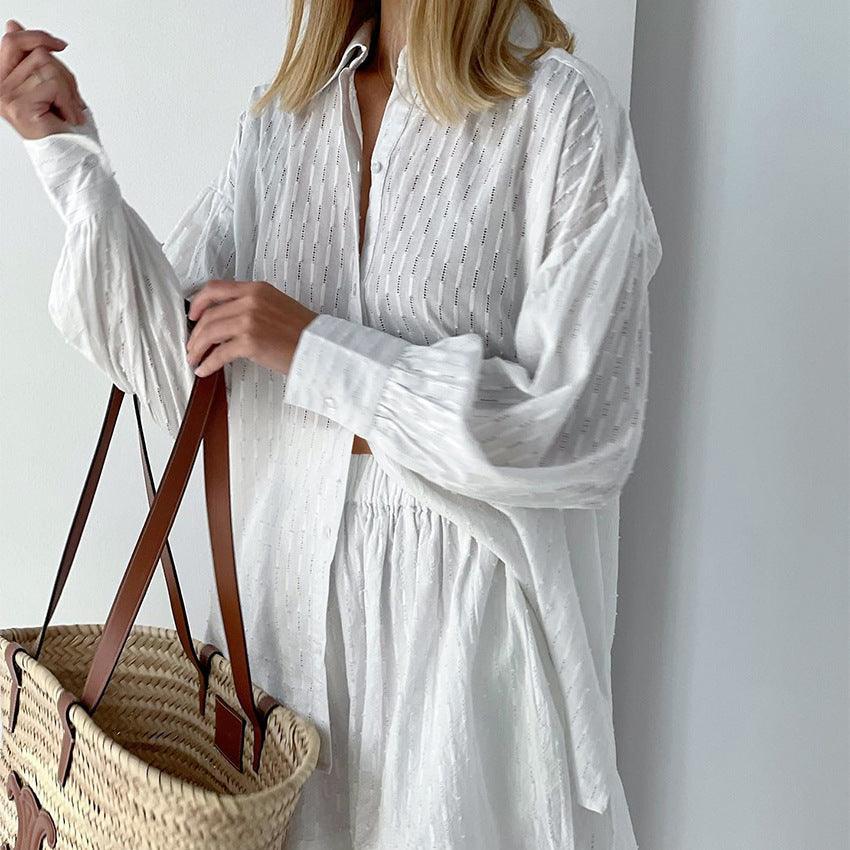 Harper Jacquard Lantern Sleevee Design Casual Two Piece Sets - Vestir en Moda