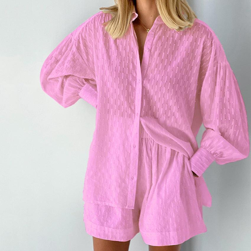 Harper Jacquard Lantern Sleevee Design Casual Two Piece Sets - Vestir en Moda