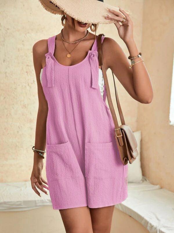 Heidy Women Solid Color Rompers with Pockets - Vestir en Moda