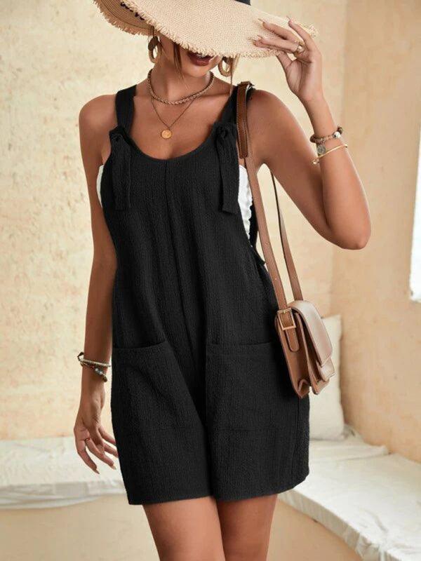 Heidy Women Solid Color Rompers with Pockets - Vestir en Moda