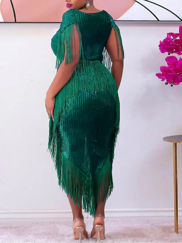 Plus Size Long Dress with Sequins