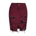 Hillary Ripped Denim Sexy Hip Candy Color Mid Skirt - Vestir en Moda