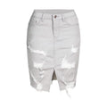 Hillary Ripped Denim Sexy Hip Candy Color Mid Skirt - Vestir en Moda
