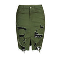 Hillary Ripped Denim Sexy Hip Candy Color Mid Skirt - Vestir en Moda