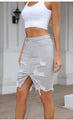 Hillary Ripped Denim Sexy Hip Candy Color Mid Skirt - Vestir en Moda