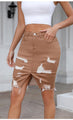 Hillary Ripped Denim Sexy Hip Candy Color Mid Skirt - Vestir en Moda