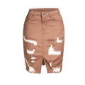 Hillary Ripped Denim Sexy Hip Candy Color Mid Skirt - Vestir en Moda