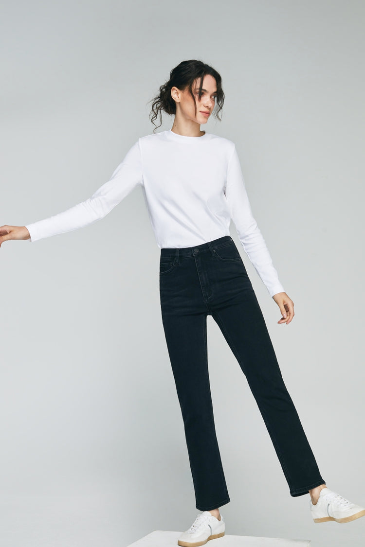 Two Shots High Rise Straight Crop Jeans