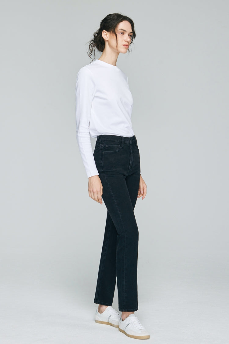 Two Shots High Rise Straight Crop Jeans