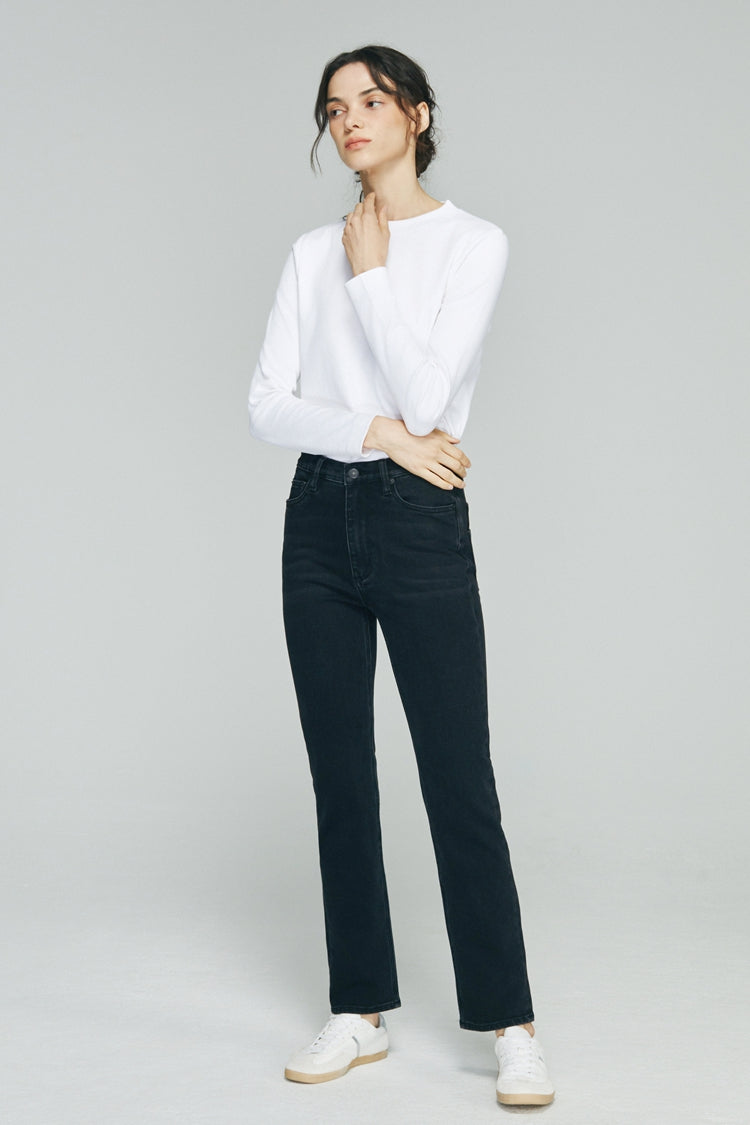 Two Shots High Rise Straight Crop Jeans
