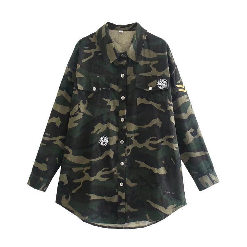 Hope Loose Casual Retro Badge Labeling Camouflage Jacket - Vestir en Moda