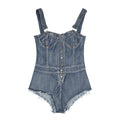 Hortensia Sexy Denim Overall Women Rompers - Vestir en Moda