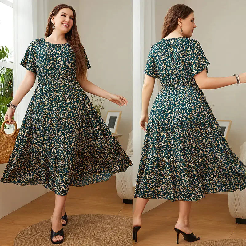 Summer Plus Size Floral Printed Dresses