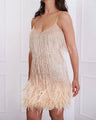 I Am Not Going Tassel Sequ Feather Stitching Dress - Vestir en Moda