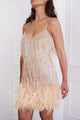 I Am Not Going Tassel Sequ Feather Stitching Dress - Vestir en Moda