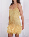 I Am Not Going Tassel Sequ Feather Stitching Dress - Vestir en Moda