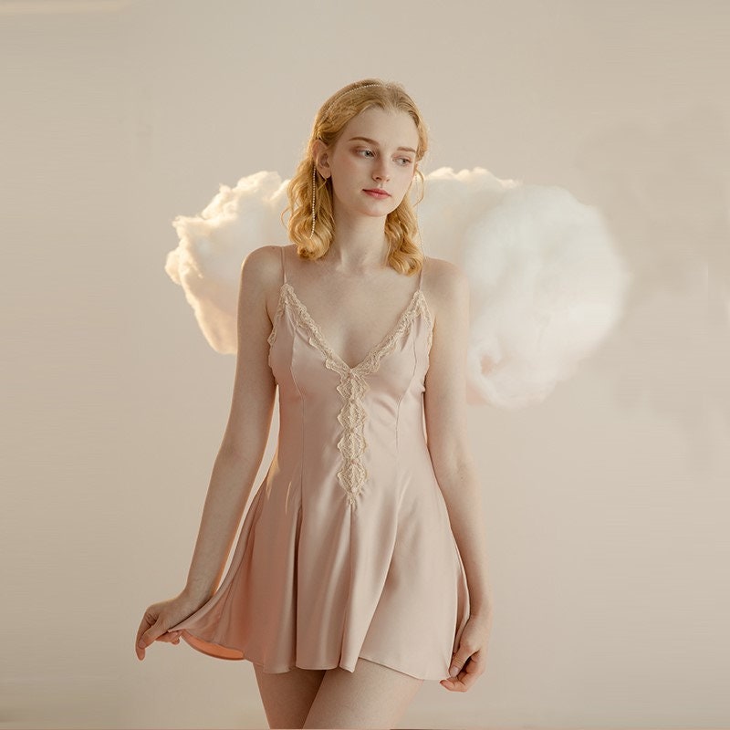 Diana Lace Hem Silky Bridal Two Piece Sets