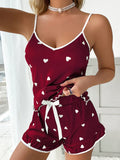 Moriches Heart Print Camisole + Shorts Pajamas