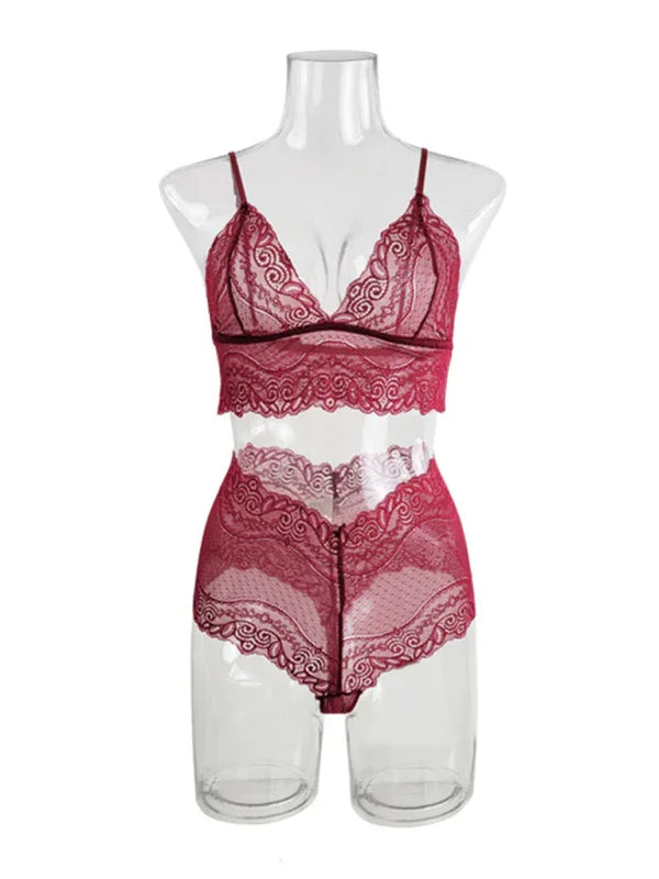 Ronkonkoma mesh see-through pajamas four-piece long underwear