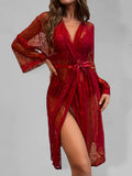 Ronkonkoma mesh see-through pajamas four-piece long underwear