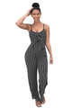Priscila hot sexy nightclub striped camisole wide leg jumpsuit