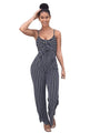 Priscila hot sexy nightclub striped camisole wide leg jumpsuit