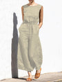 Suiza color high waist sleeveless trousers women's fashion casual loose-fitting