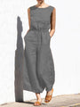 Suiza color high waist sleeveless trousers women's fashion casual loose-fitting