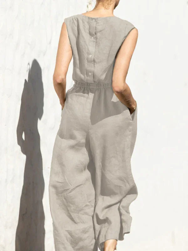 Suiza color high waist sleeveless trousers women's fashion casual loose-fitting