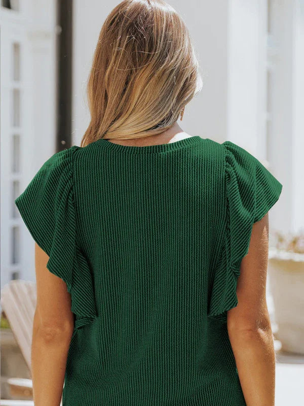 Newark casual fashion all-match ruffled sleeve top
