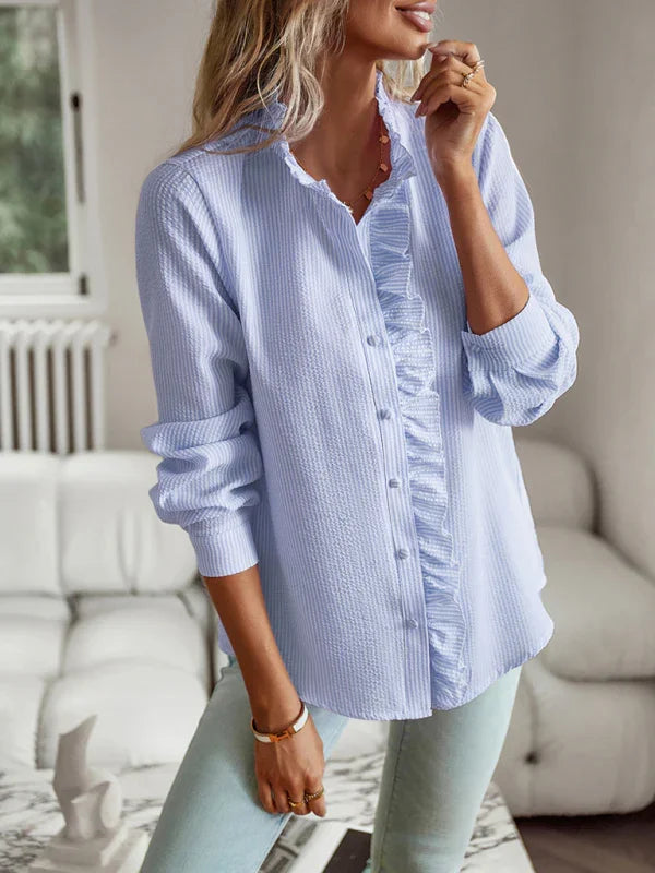 Flushing Elegant commuter open button ruffle top