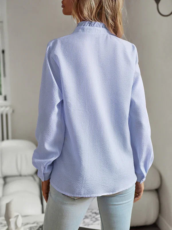 Ashley Elegant commuter open button ruffle top
