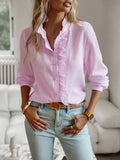 Flushing Elegant commuter open button ruffle top