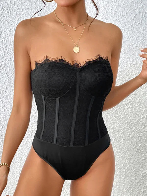Rashee Casual Elegant Black Herringbone Wrap Onesie