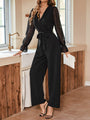 Valentina Black Stitching See-Through Slim Elegant Jumpsuit