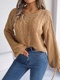 Bedfort casual twist stitching lantern sleeve pullover sweater