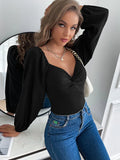 Hillarie Kink V-Neck Long Sleeve Bodysuit