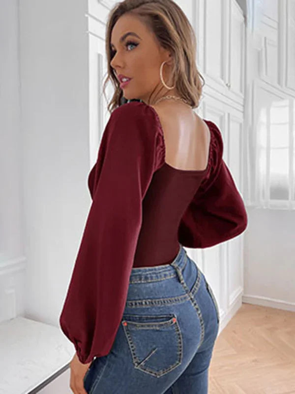 Hillarie Kink V-Neck Long Sleeve Bodysuit