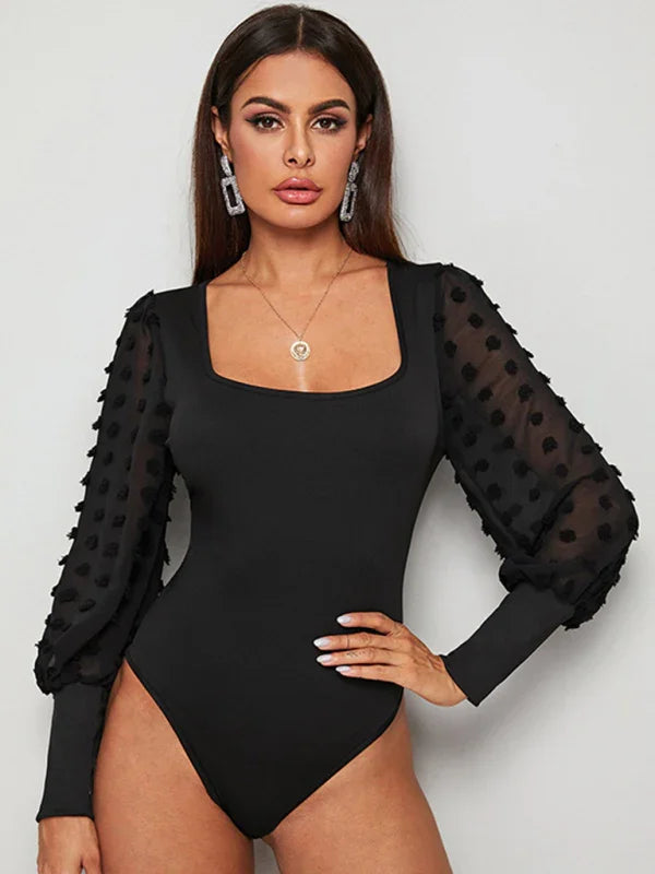 Valentina Elegant Sheer Sleeve Knit Bodysuit