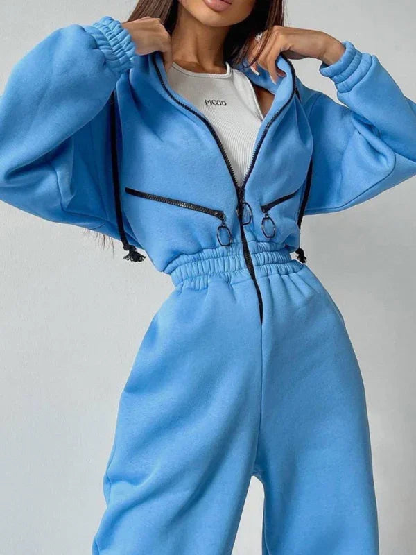 Maduro Women Zip Up Casual Tracksuit Set