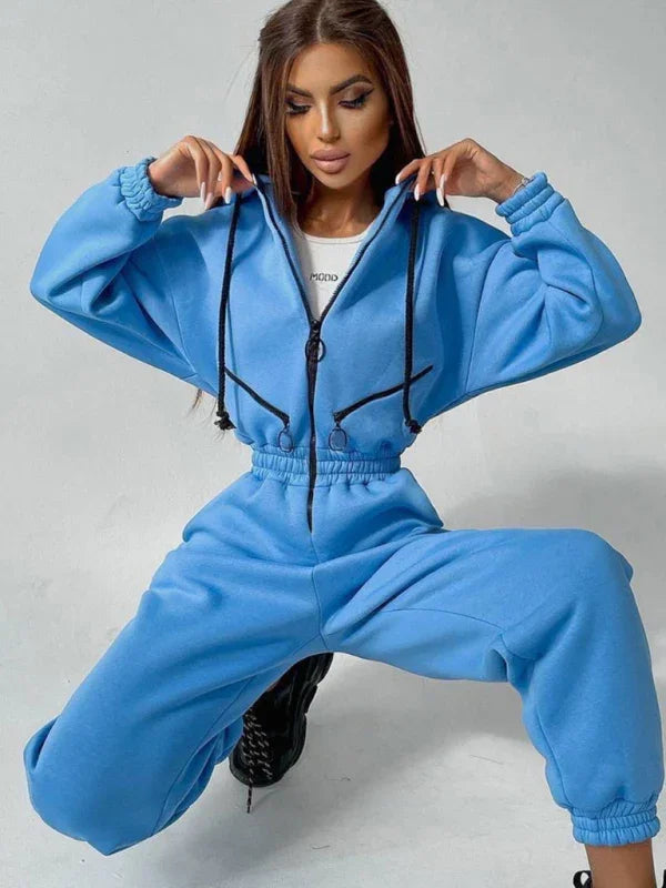 Maduro Women Zip Up Casual Tracksuit Set