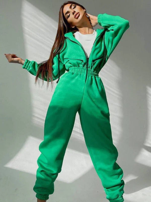 Maduro Women Zip Up Casual Tracksuit Set