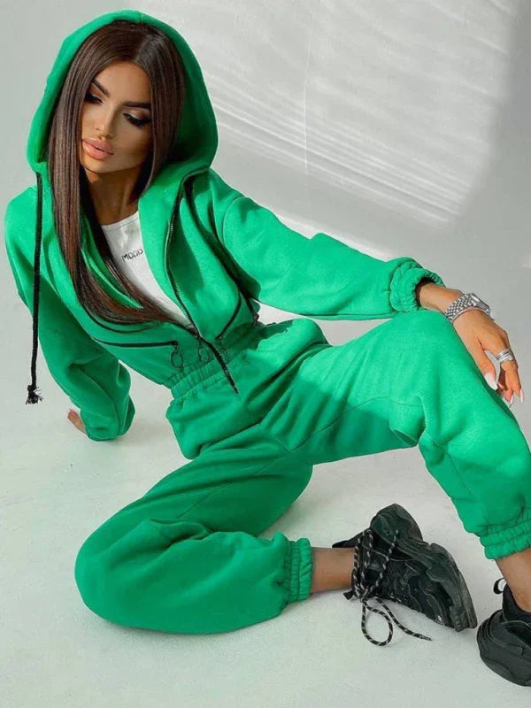 Maduro Women Zip Up Casual Tracksuit Set