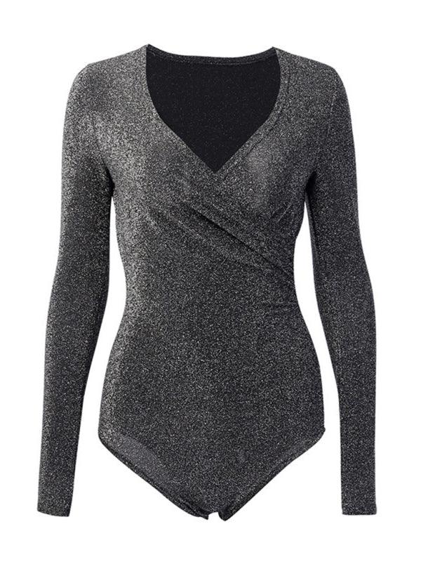 Chacoal Sexy Slim Fit Bright Silk T-shirt V-Neck Top