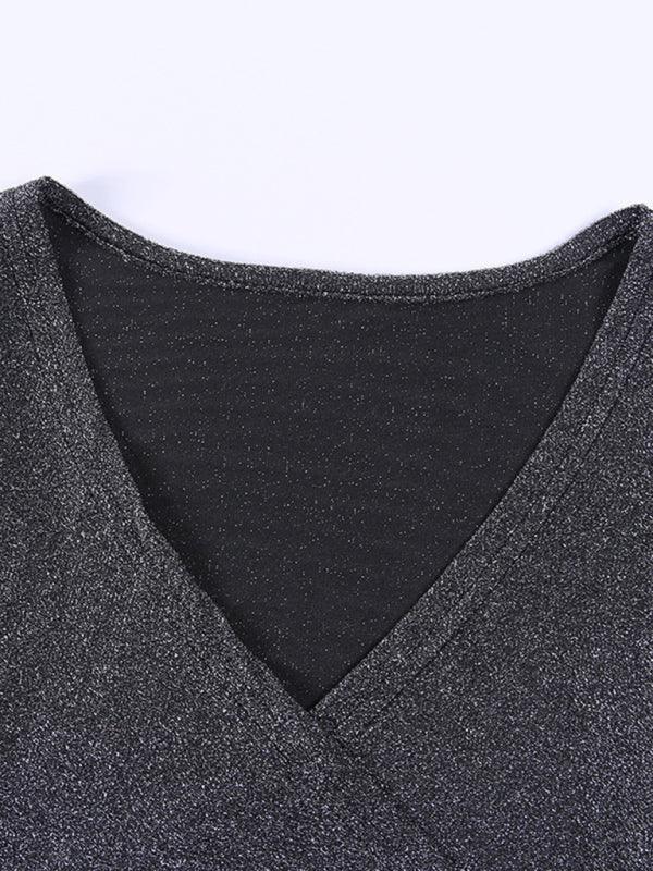 Chacoal Sexy Slim Fit Bright Silk T-shirt V-Neck Top