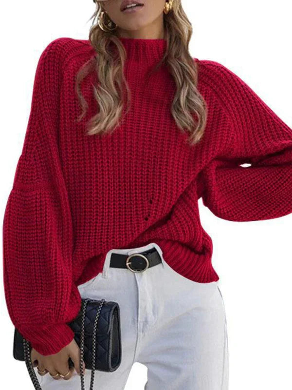 Astoria women's solid color loose half turtleneck sweater