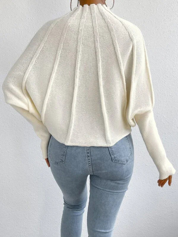 Edison Half turtleneck solid color versatile pullover bat sleeve sweater