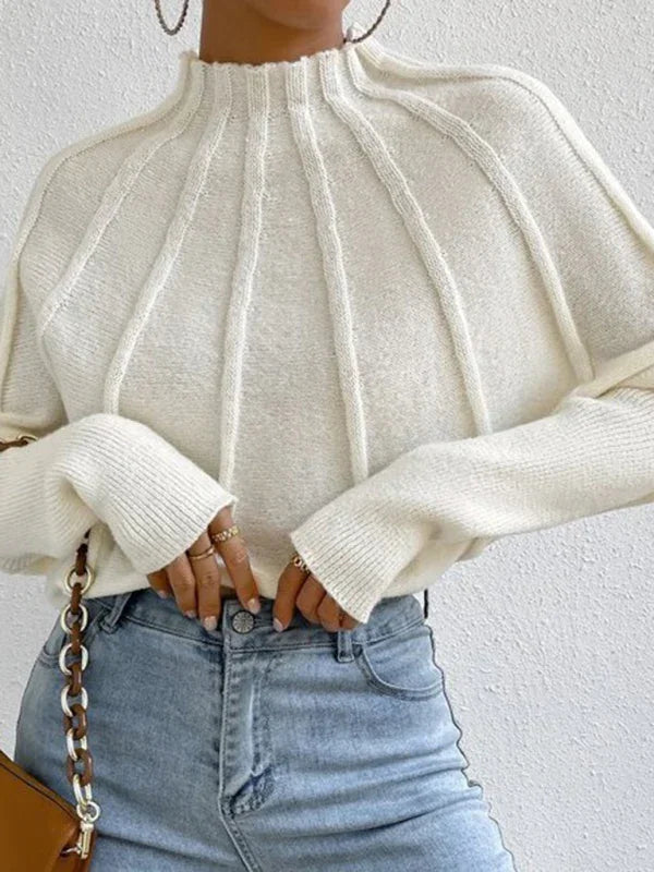 Edison Half turtleneck solid color versatile pullover bat sleeve sweater