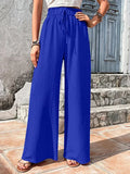 Gether Elastic waist puff plaid casual wide leg pants